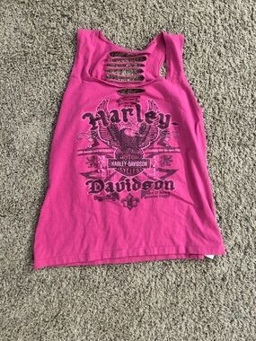 Harley-Davidson Pink Graphic Cutout Tank Top XL
